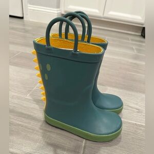 Beautiful Teal Dinosaur Kids Boots- Size 9